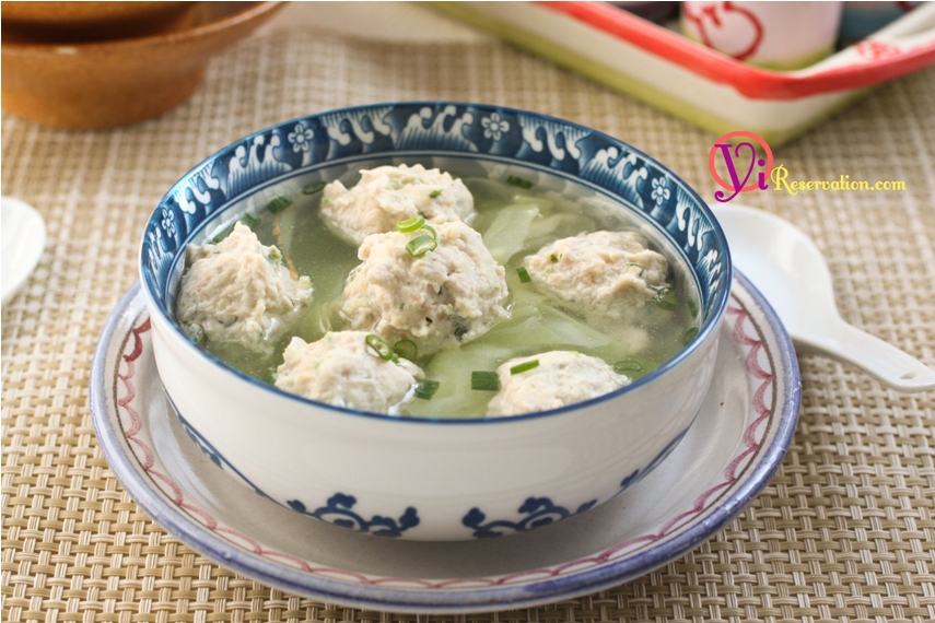 Healthy Shrimp Stuffed Chicken Meatball Soup