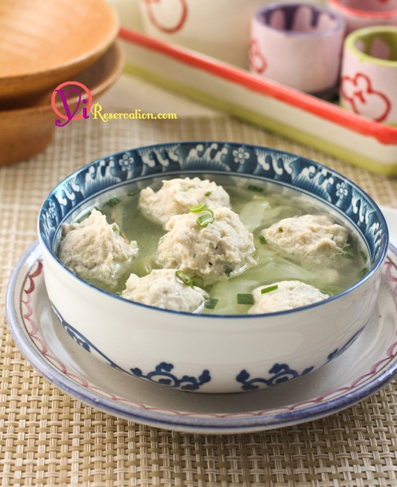 Healthy Shrimp Stuffed Chicken Meatball Soup