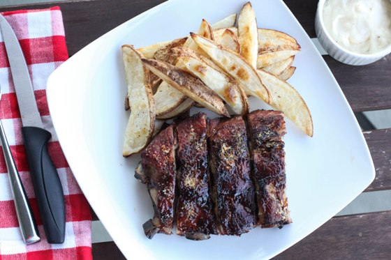 Honey Crusted Ribs with Oven Baked Fries