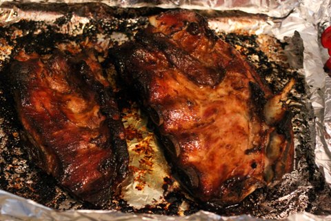 Honey Crusted Ribs with Oven Baked Fries