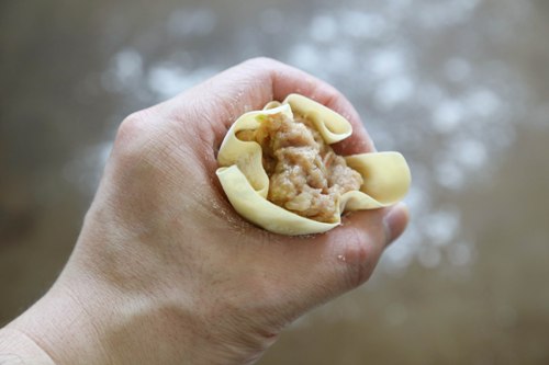 Combine the seasoning ingredients with all the chopped meat in a large mixing bowl and mix with a spatula until the mixture turns smooth.Shumai/Siu Mai Recipe