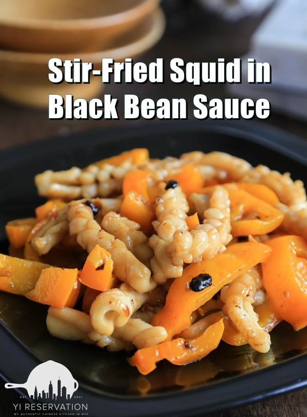 Asian Style Stir Fried Squid in Black Bean Sauce