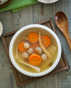 Chinese chicken herbal soup (root+spring review)