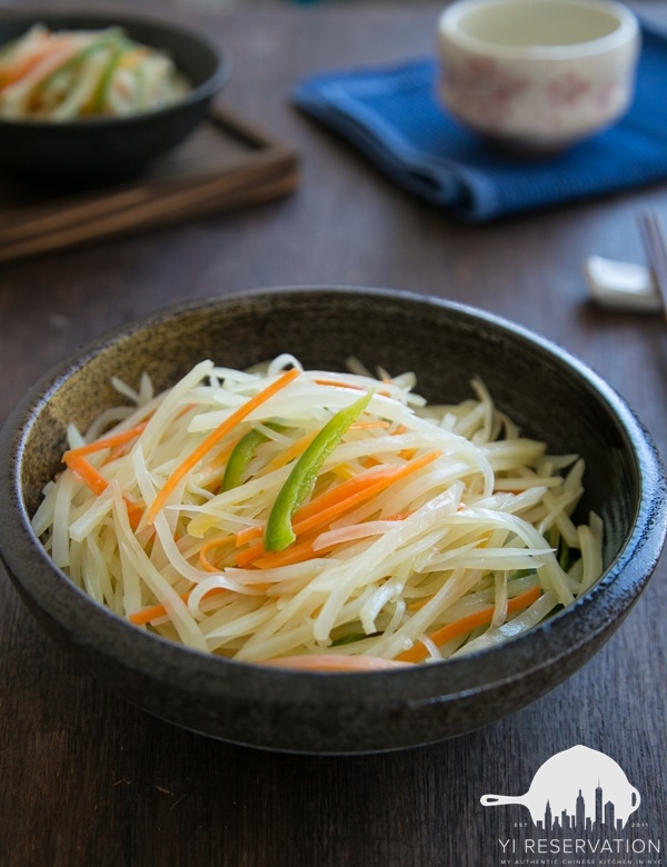 how to stir fry shredded potato strips vinegar flavor